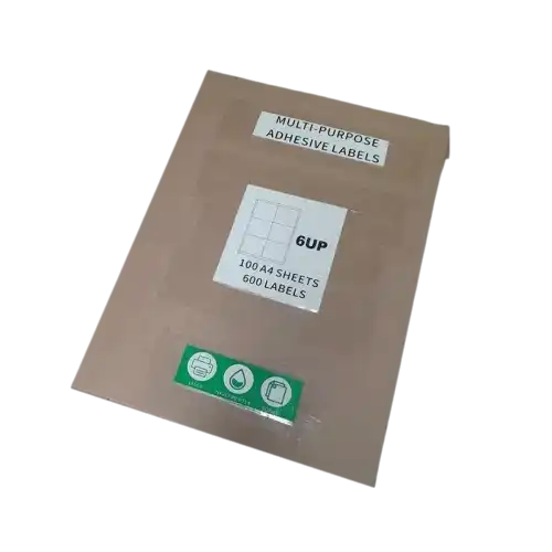 6UP Multi-Purpose Adhesive Labels – 100 A4 sheets 600 labels
